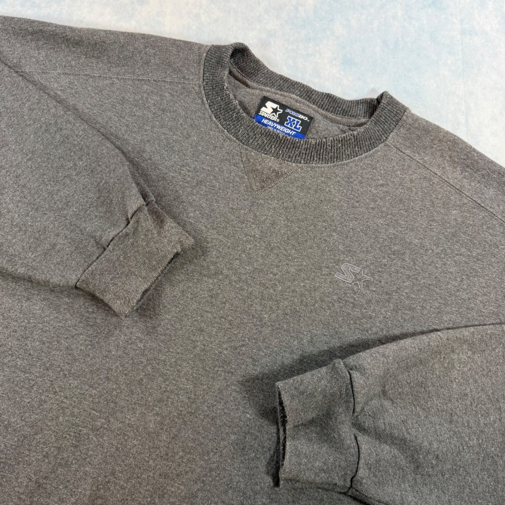 Starter Sweatshirt Mens XL Gray Excellent Heavyweight Pro80 Crewneck Logo